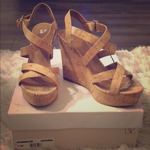 BP. Summers Cork Platform Wedge Sandal in Natural